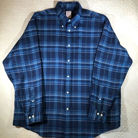 Brooks Brothers Madison Fit Linen Plaid Shirt XL - Picture 2 of 12